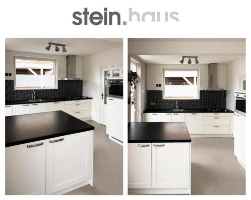 Duitse Steinhaus eiland keuken met zwarte graniet werkblad, Huis en Inrichting, Keuken | Complete keukens, Gebruikt, Crème, Graniet of Steen