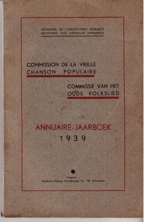 Commissie van het oude volkslied. Annuaire - jaarboek 1939, Boeken, Muziek, Gelezen, Ophalen of Verzenden
