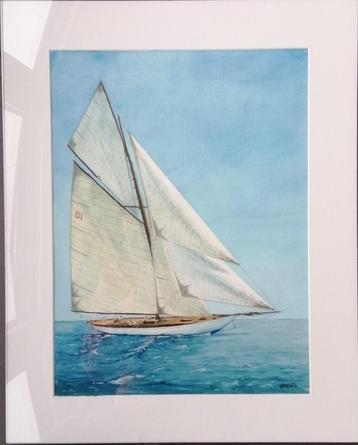 Aquarel schilderij classic sailing yacht, Ophalen, Schilderij
