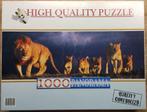 panorama puzzel leeuwenfamilie 1000 stukjes, Ophalen, 500 t/m 1500 stukjes, Gebruikt, Legpuzzel