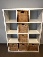 Kallax open kast met 6 rieten mandjes, Ophalen, Zo goed als nieuw