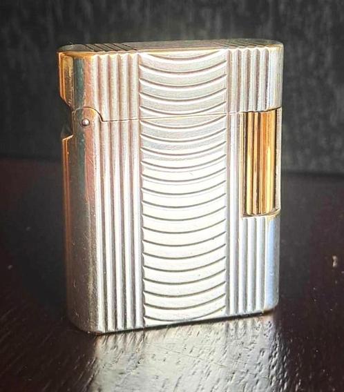 S.T. Dupont aansteker - Art Deco Soubreny zilver-goud, Verzamelen, Rookartikelen, Aanstekers en Luciferdoosjes, Gebruikt, Aansteker