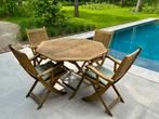 Teak tuinset (4 stoelen), Tuin en Terras, Ophalen, 4 zitplaatsen, Gebruikt, Teakhout