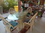 Rotan eettafel set...uniek, met 6 stoelen, Huis en Inrichting, Ophalen, Gebruikt