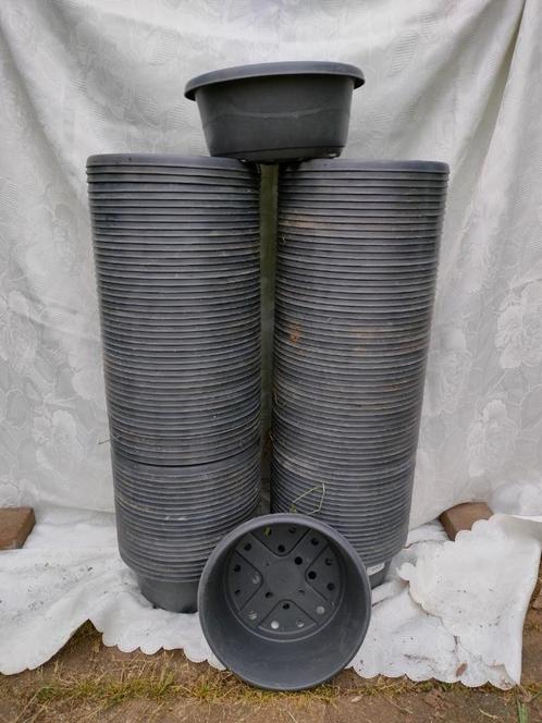 Grote ronde plantenschotels 24 - 26 cm, Tuin en Terras, Bloempotten, Zo goed als nieuw, Kunststof, Binnen, Balkon, Tuin, Minder dan 40 cm