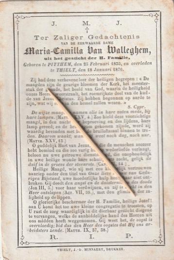 Carte de prière Van Walleghem, Envoi, Image pieuse