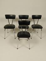 4 x Vintage Stoelen in Skai Leer, Jaren 60 - 80, Ophalen, Gebruikt, Zwart, Vintage