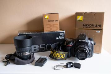 Nikon D600 + Nikkor objectieven en flits, Enlèvement, Comme neuf, Reflex miroir, Nikon