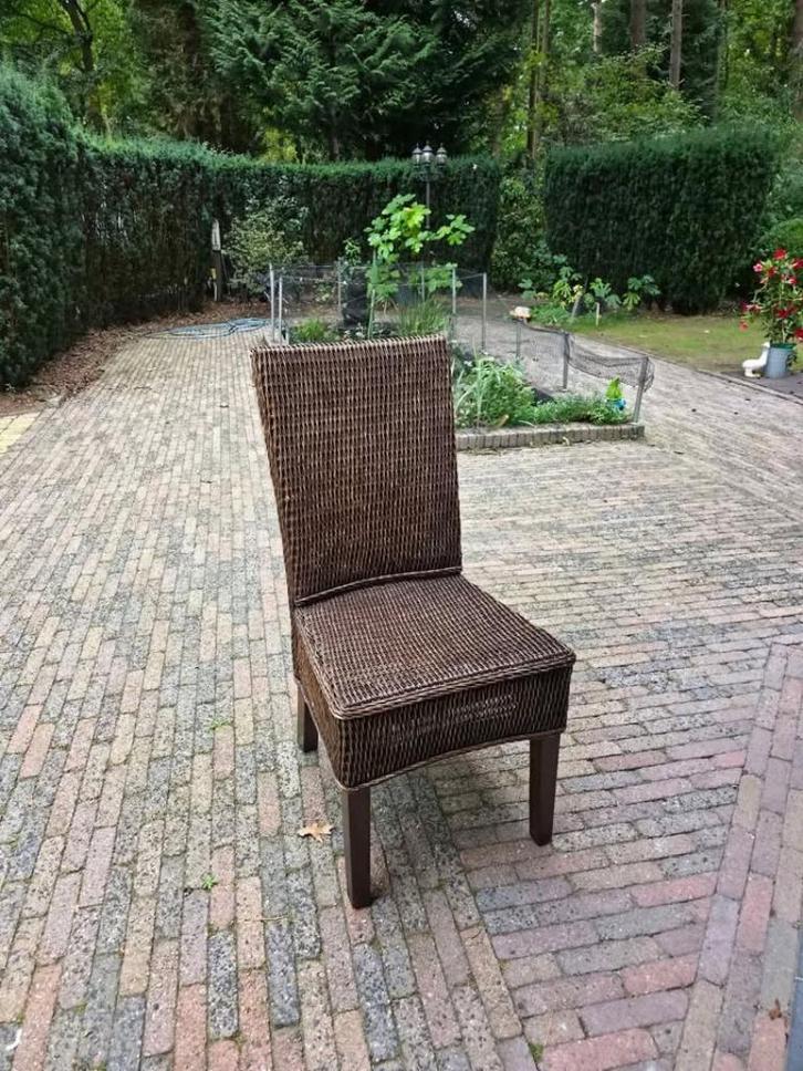 rotan eettafelstoelen bruin 6 stuks, Huis en Inrichting, Stoelen, Gebruikt, Vijf, Zes of meer stoelen, Hout, Riet of Rotan, Bruin