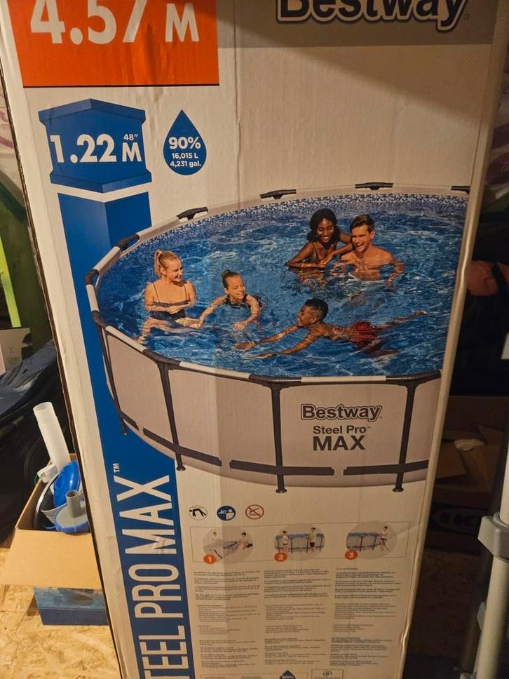 Bestway Steel Pro Max 4,57 + extra zandfilterpomp, Tuin en Terras, Zwembaden, Zo goed als nieuw, Opzetzwembad, Rond, Ophalen