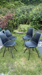 Set van 4 zwarte designstoelen - eigentijdse stijl, Ophalen, Zwart, Metaal, Eén
