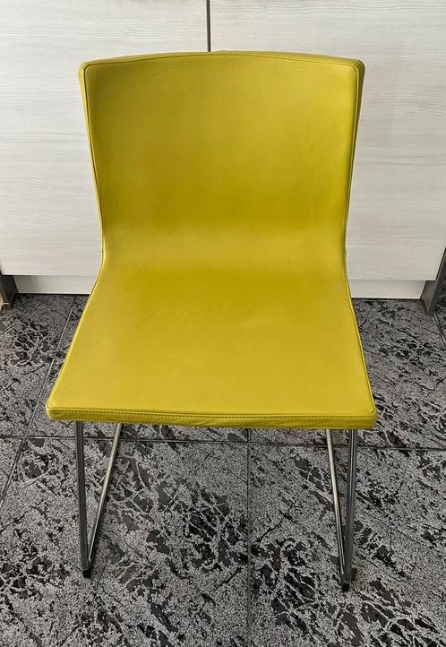 4 Lederen stoelen type Ikea Bernhard groen-geel, Huis en Inrichting, Stoelen, Gebruikt, Vier, Leer, Overige kleuren, Ophalen