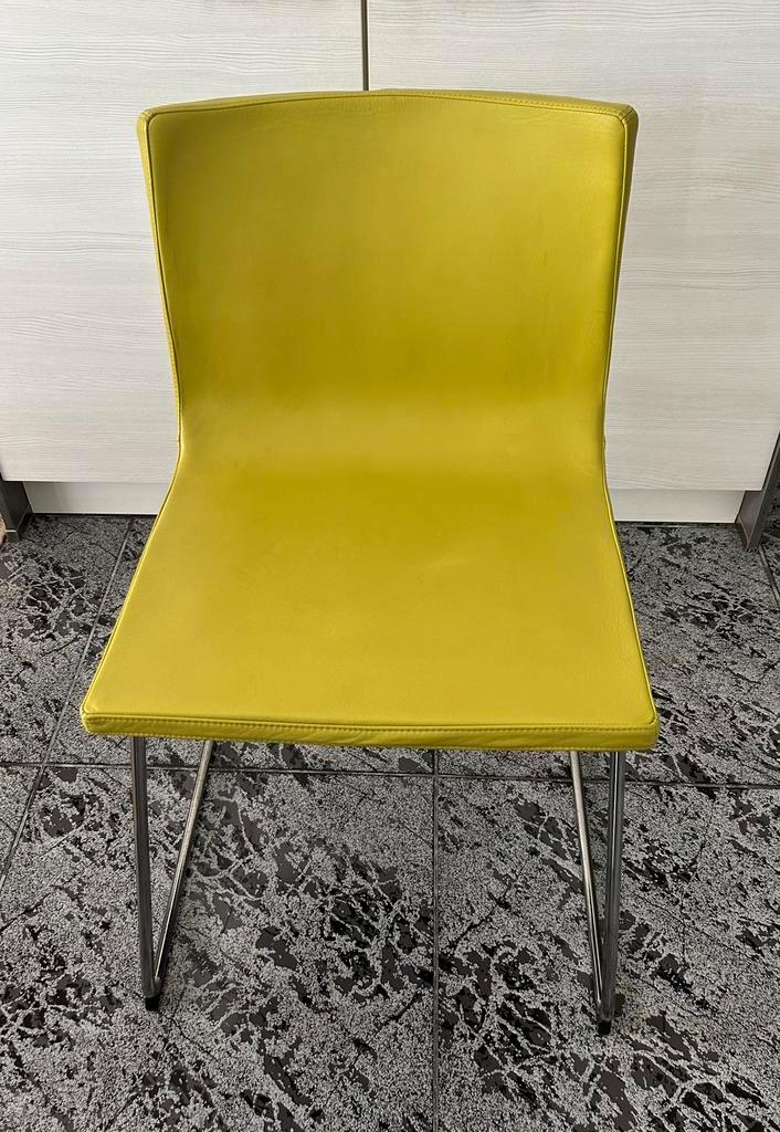 4 stoelen type Ikea Bernhard groen-geel, Huis en Inrichting, Stoelen, Gebruikt, Vier, Leer, Overige kleuren, Ophalen