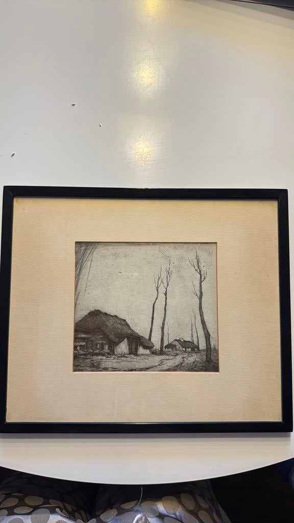 Originele gesigneerde ets Dirk Baksteen, Antiek en Kunst, Ophalen of Verzenden, Ets