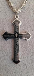 Nieuwe kruis met gebed in het Engels, aan metalen ketting, Ophalen, Nieuw, Grijs, Overige materialen