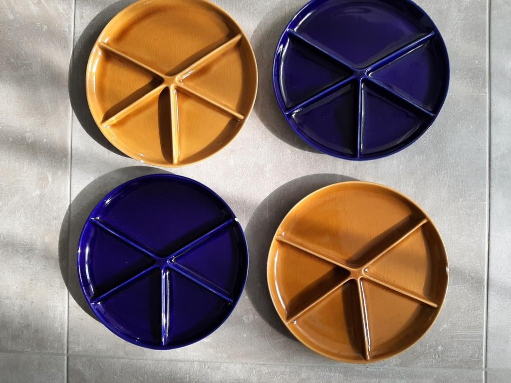 MELITTA set van 4 vinted fondue borden keramiek, Ophalen