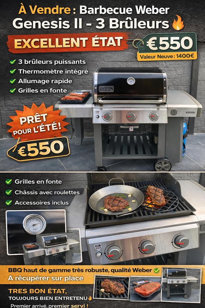 Weber GENESIS II - barbecue gaz - état impeccable, Jardin & Terrasse, Enlèvement, Comme neuf