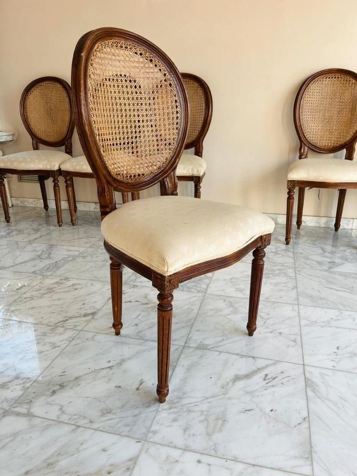 6 Louis XVI-stijl eetkamerstoelen, Antiek en Kunst, Antiek | Meubels | Stoelen en Sofa's, Ophalen