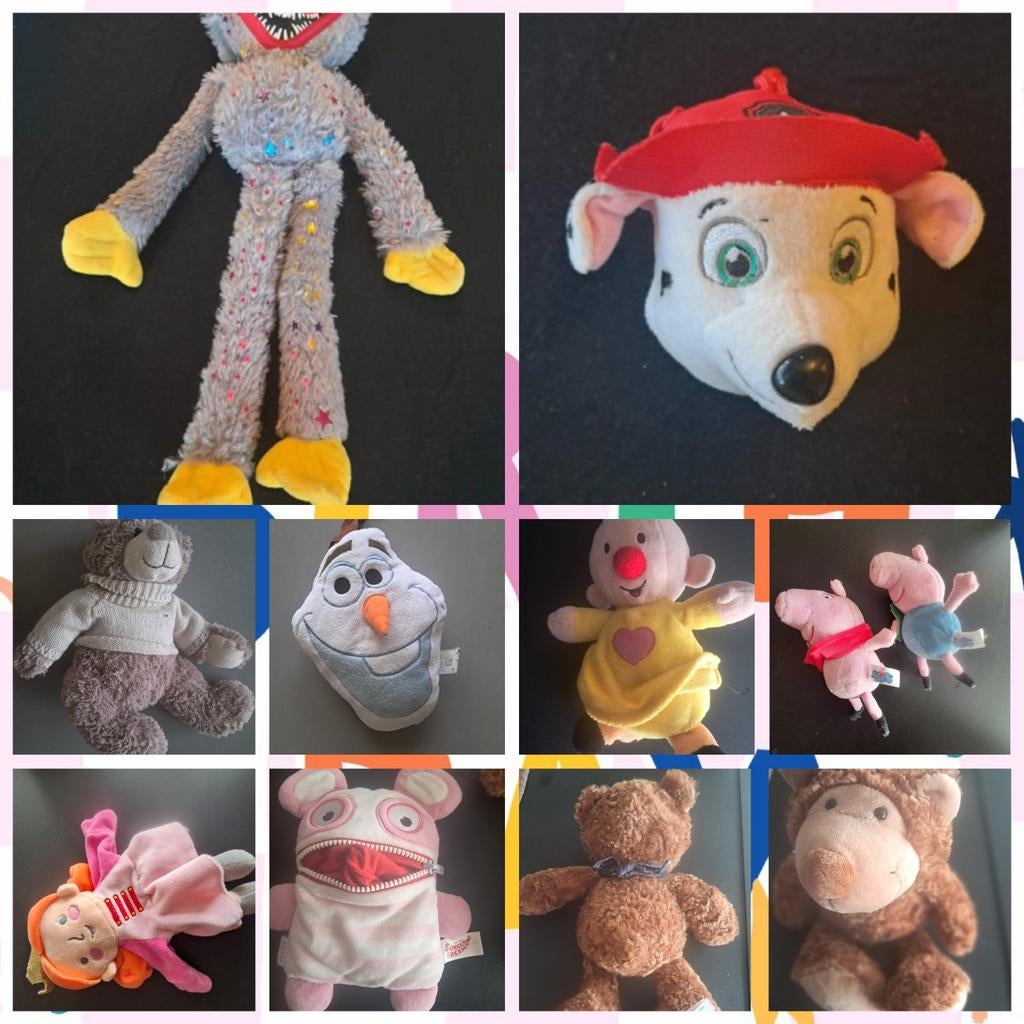 Vier  a vijf zeer grote plastiek bakken vol pluche bere., Ophalen