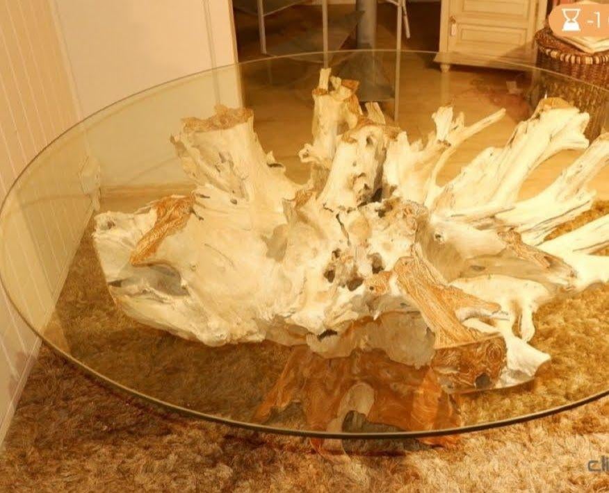 Table salle à manger souche de teck offre a partir de 2500, Teck, Cinq personnes ou plus, Rond, Comme neuf