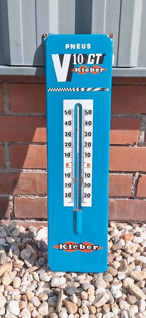 Emaille thermometer van bandenmerk Kléber V10 GT., Verzamelen, Merken en Reclamevoorwerpen, Gebruikt, Reclamebord, Ophalen