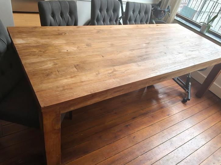 Tafel teak massief 240 cm, Huis en Inrichting, Tafels | Eettafels, Zo goed als nieuw, 100 tot 150 cm, 200 cm of meer, Vijf personen of meer