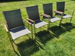 4 Inox tuinstoelen, Enlèvement, Utilisé, Bois de teck, Empilable