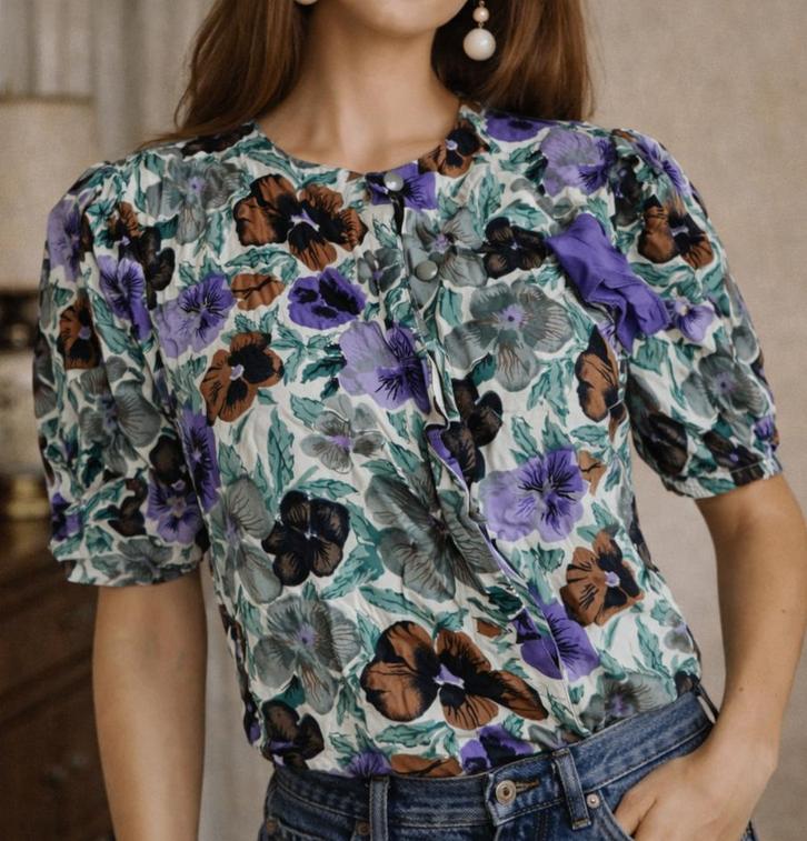 Vintage bloemetjes blouse, Kleding | Dames, Blouses en Tunieken, Maat 36 (S), Ophalen of Verzenden