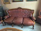 Lederen zetel, Gebruikt, Driepersoons, 200 tot 250 cm, Antiek