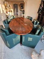 Degelijke ovalen eetkamertafel met 6 stoelen, Ophalen, Gebruikt, 100 tot 150 cm, 150 tot 200 cm