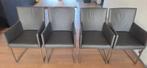 4 leren eetkamerstoelen Tidy van Bert Plantagie, Gris, Comme neuf, Modern, strak, Enlèvement