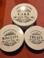 set van 3 blikken vintage biscuits treats cake, Collections, Boîte en métal, Envoi, Comme neuf, Biscuits, Autres marques