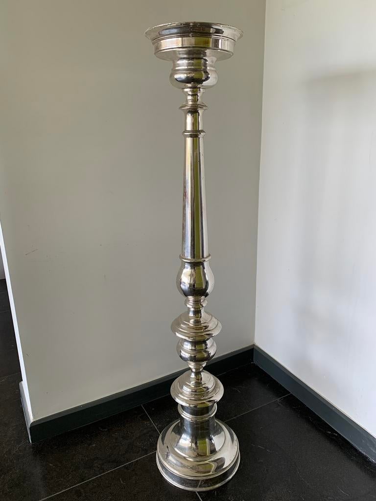 Verzilverde grote kandelaar, Ophalen, Zilver