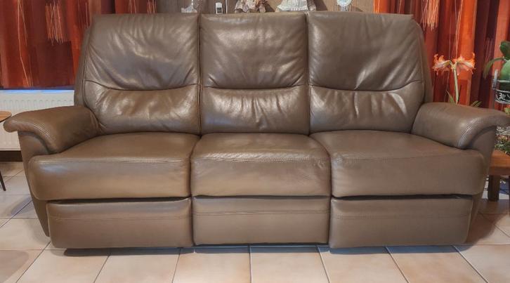 Bruine lederen salon 3-2-1-zit, Maison & Meubles, Canapés | Salons, Utilisé, Banc droit, Quatre personnes ou plus, Cuir, Enlèvement