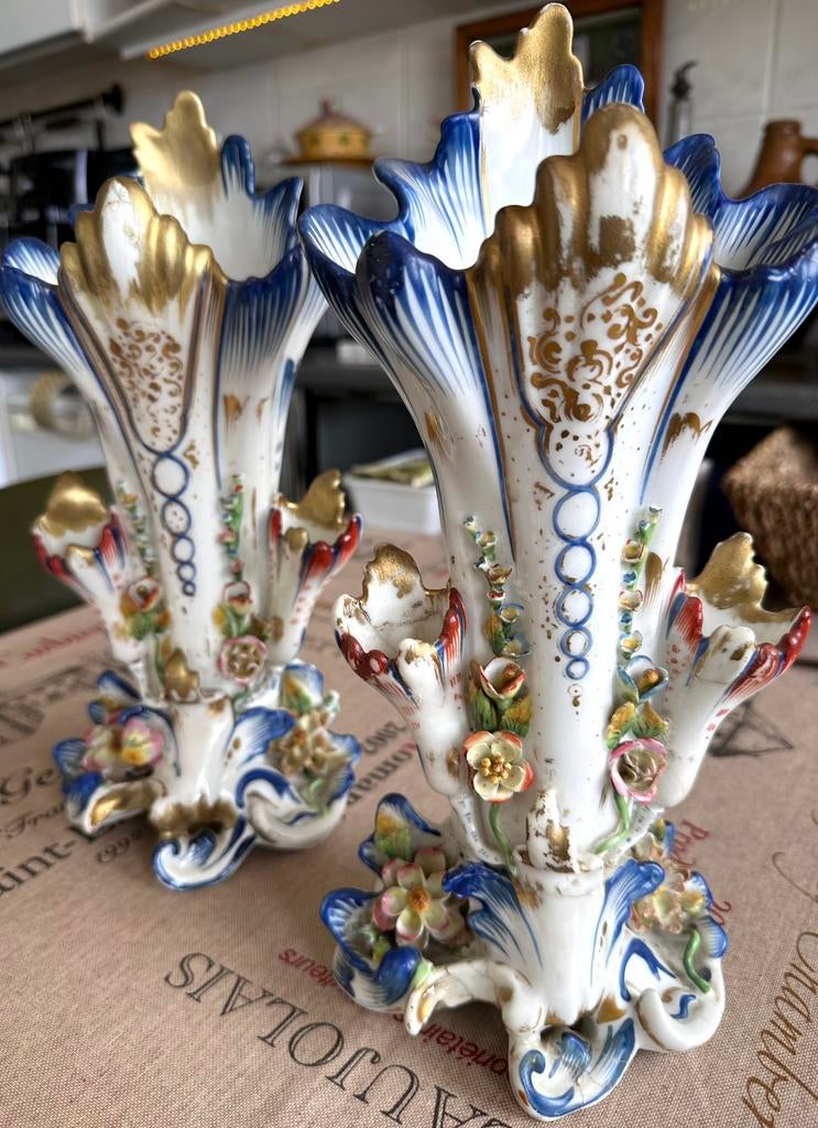 Paire de Cornets de mariage Vieux Paris, Antiquités & Art, Enlèvement ou Envoi