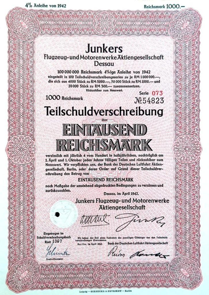 Junkers Flugzeug- und Motoren-Werke 1942, Collections, Objets militaires | Seconde Guerre mondiale, Armée de l'air, Enlèvement ou Envoi