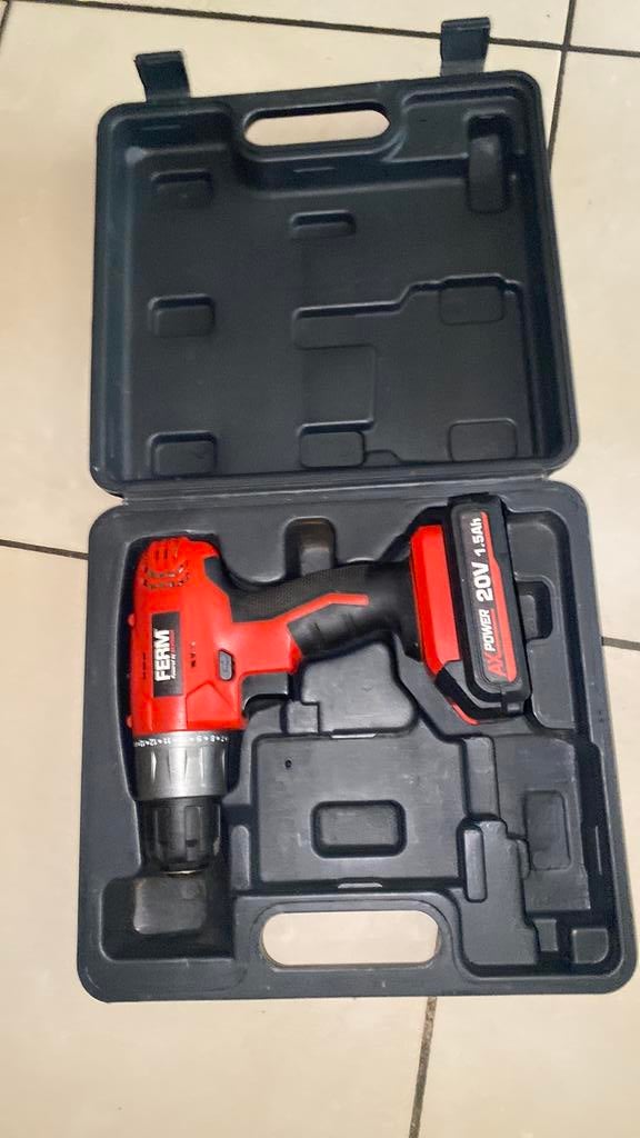 Vijs en boormachine Ferm 20V, Doe-het-zelf en Bouw, Ophalen, Zo goed als nieuw, Boormachine