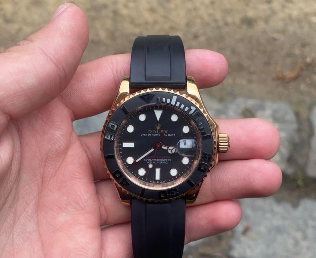 Rolex Yacht‑Master Everose gold Oysterflex, Handtassen en Accessoires, Horloges | Heren, Rolex, Polshorloge, Overige materialen