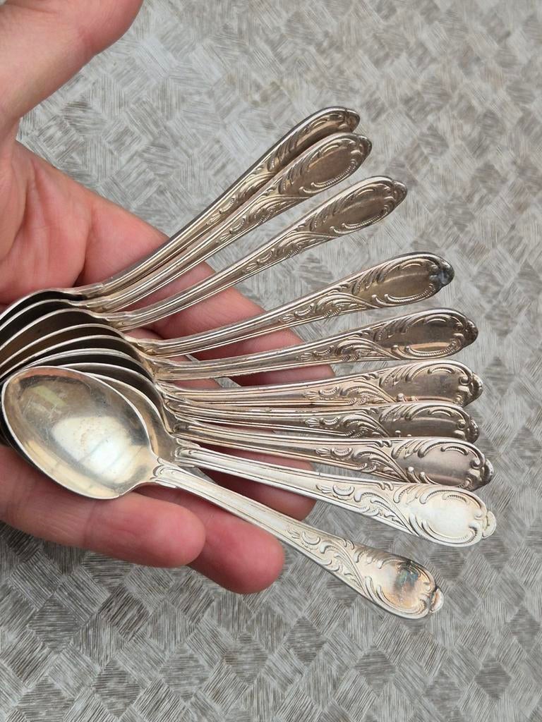 Vintage verzilverde mooie lepeltjes gemerkt Silber 100, Enlèvement ou Envoi