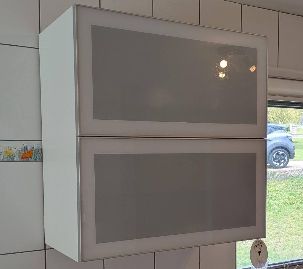 Meuble IKEA METOD blanc - 2 portes vitrées - 80 x 80 cm, Maison & Meubles, 25 à 50 cm, Moins de 100 cm, Comme neuf, Enlèvement