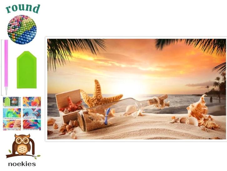 Diamond Painting strand schelpen 40x30cm (rond), Hobby en Vrije tijd, Knutselen, Nieuw, Knutselwerk, Verzenden