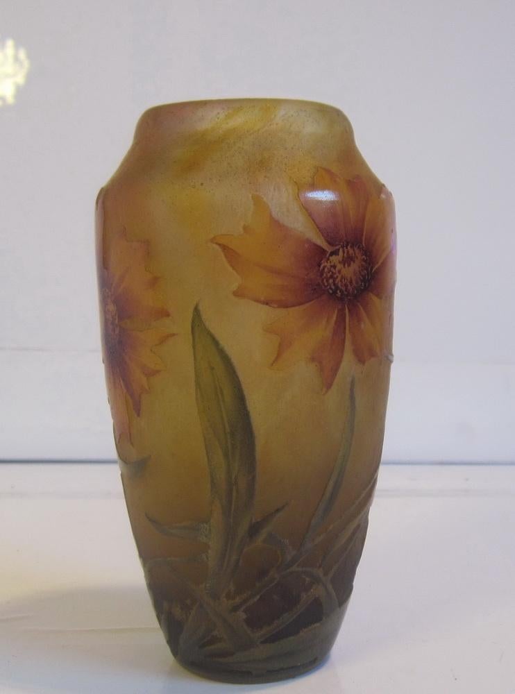 Antiek art nouveau cameo glazen vaas Daum Nancy, bloemen, Antiek en Kunst, Antiek | Glaswerk en Kristal, Verzenden