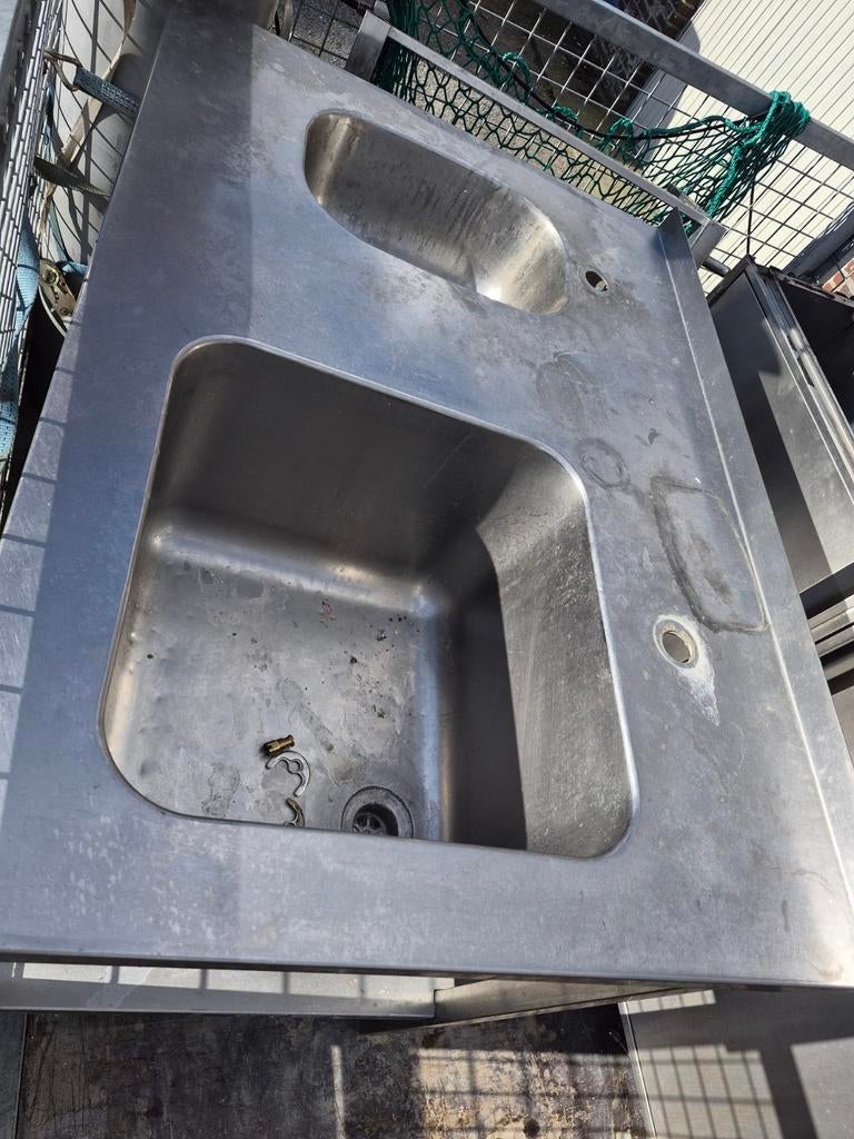 Horeca Spoeltafel met 2 wasbakken en onderstel, Ophalen