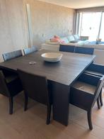 Obumex eettafel + 8 stoelen, Huis en Inrichting, Ophalen, Bruin, Zo goed als nieuw, Modern