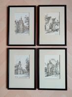 4 etsen afdrukken schilderij Herman Verbaere Laarne, Antiek en Kunst, Ophalen of Verzenden