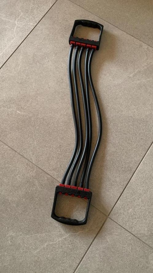 Weerstand tubes – workout set met handvaten, Sport en Fitness, Fitnessmaterialen, Zo goed als nieuw, Weerstandband, Armen, Borst