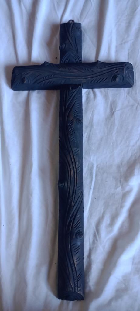Oud houten kruis 28x62x4, Antiek en Kunst, Antiek | Religieuze voorwerpen, Ophalen of Verzenden