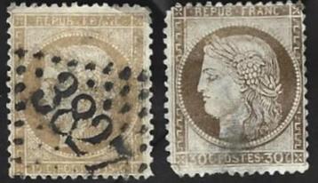 2 Postzegels Frankrijk 1871 Ceres Goden beschikbaar voor biedingen