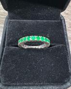 Bague Eternité Vintage en Or Blanc & Emeraudes, Bijoux, Sacs & Beauté, Enlèvement ou Envoi, Or, Bague, Avec pierre précieuse