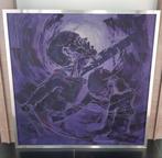 Cadre argenté avec huile sur toile mauve, Enlèvement